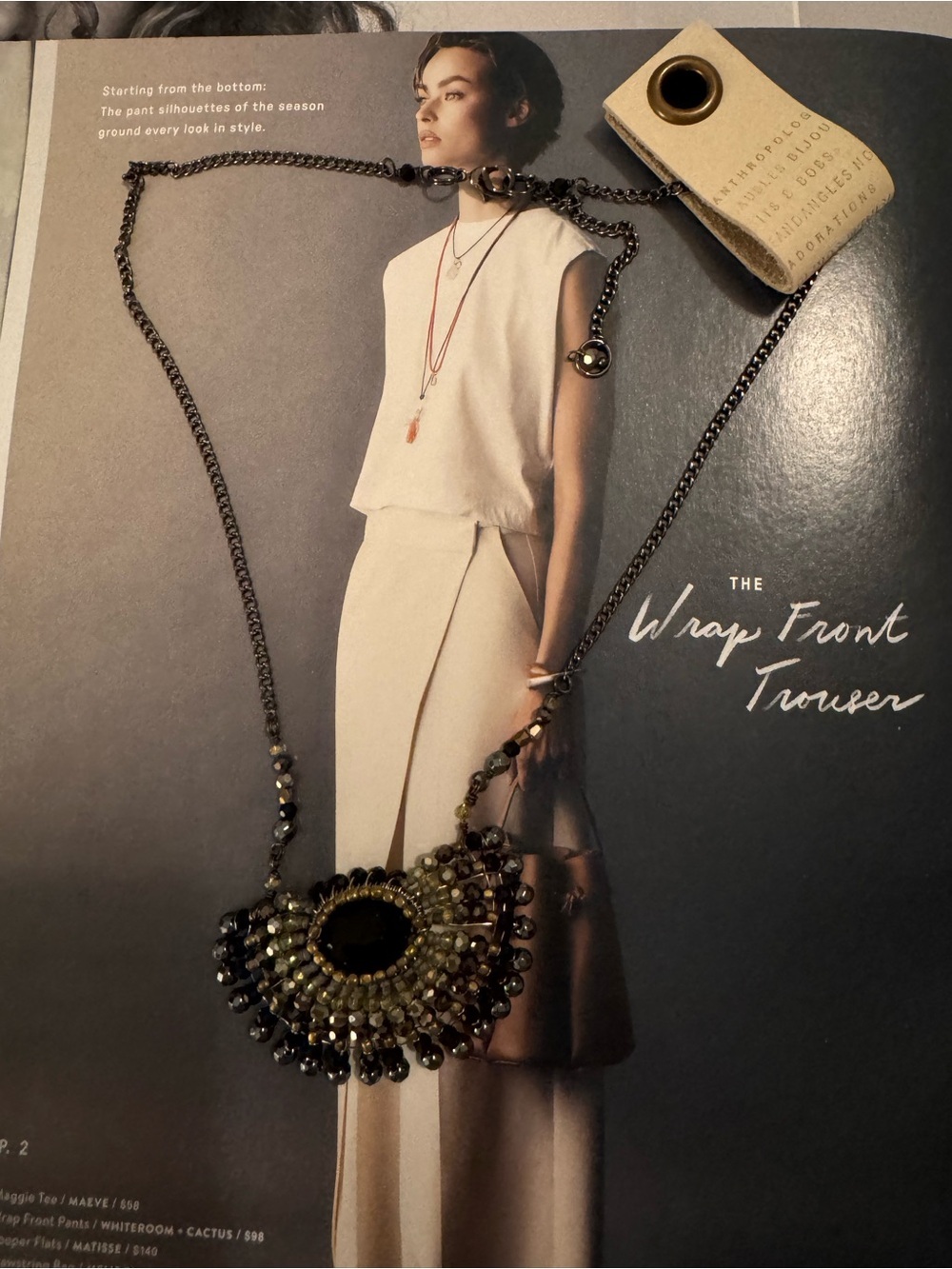 Anthropologie Black and Bronze Beaded Fan Pendant Necklace - Picture 2 of 2